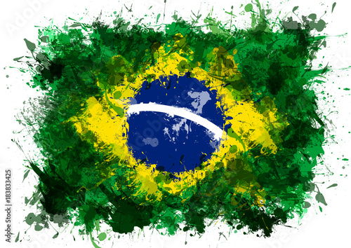 Bandeira brasil pintada fundo branco photo