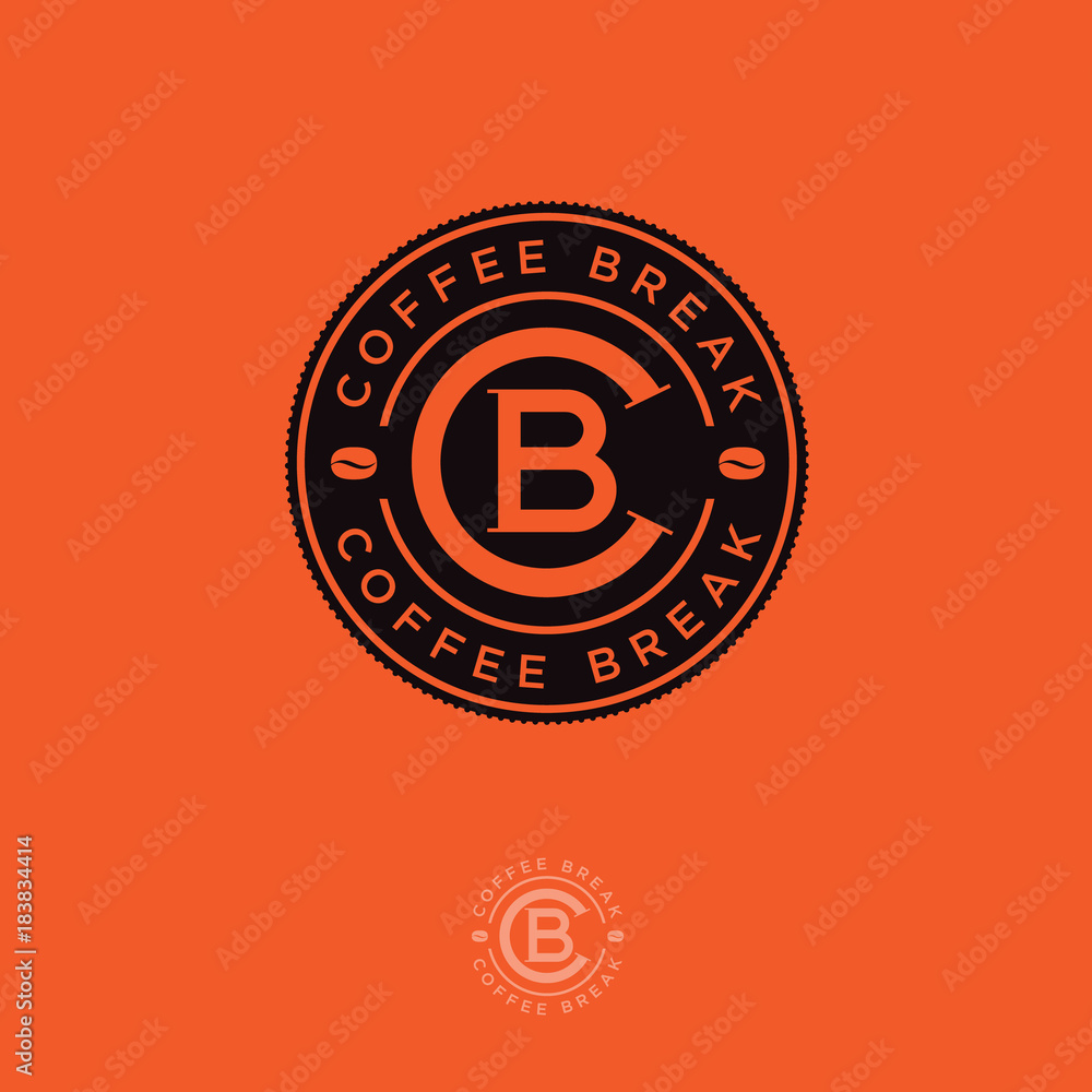 Coffee break logo. C and B letters in the circle on an orange background.