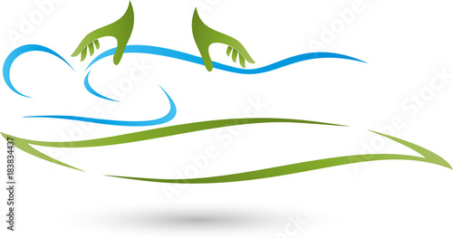 Mensch, Zwei Hände, Massage, Heilpraktiker, Logo