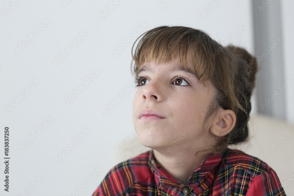 10 year old girl serious and thoughtful. 10 year old girl serious and thoughtful.