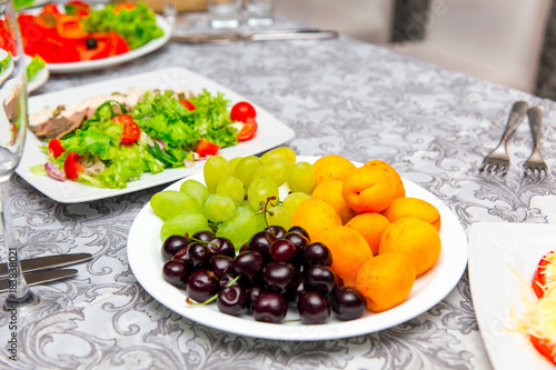 Plate with fruit dessert