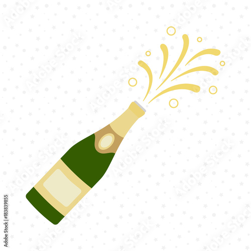 Champagne bottle explosion. Cheers. Celebration. Holiday toast.