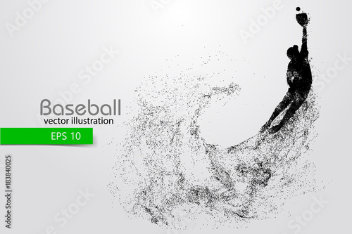 Silhouette of a baseball player. Vector illustration.