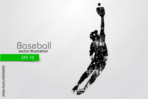 Sticker Silhouette of a baseball player. Vector illustration.