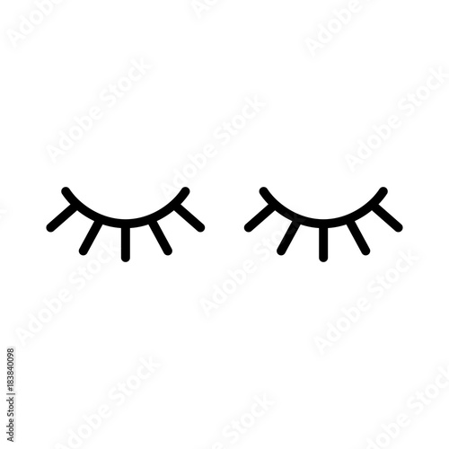 Vector eyelashes. Closed eyes. Vector icon.