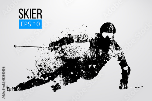 Silhouette of skier isolated. Vector illustration