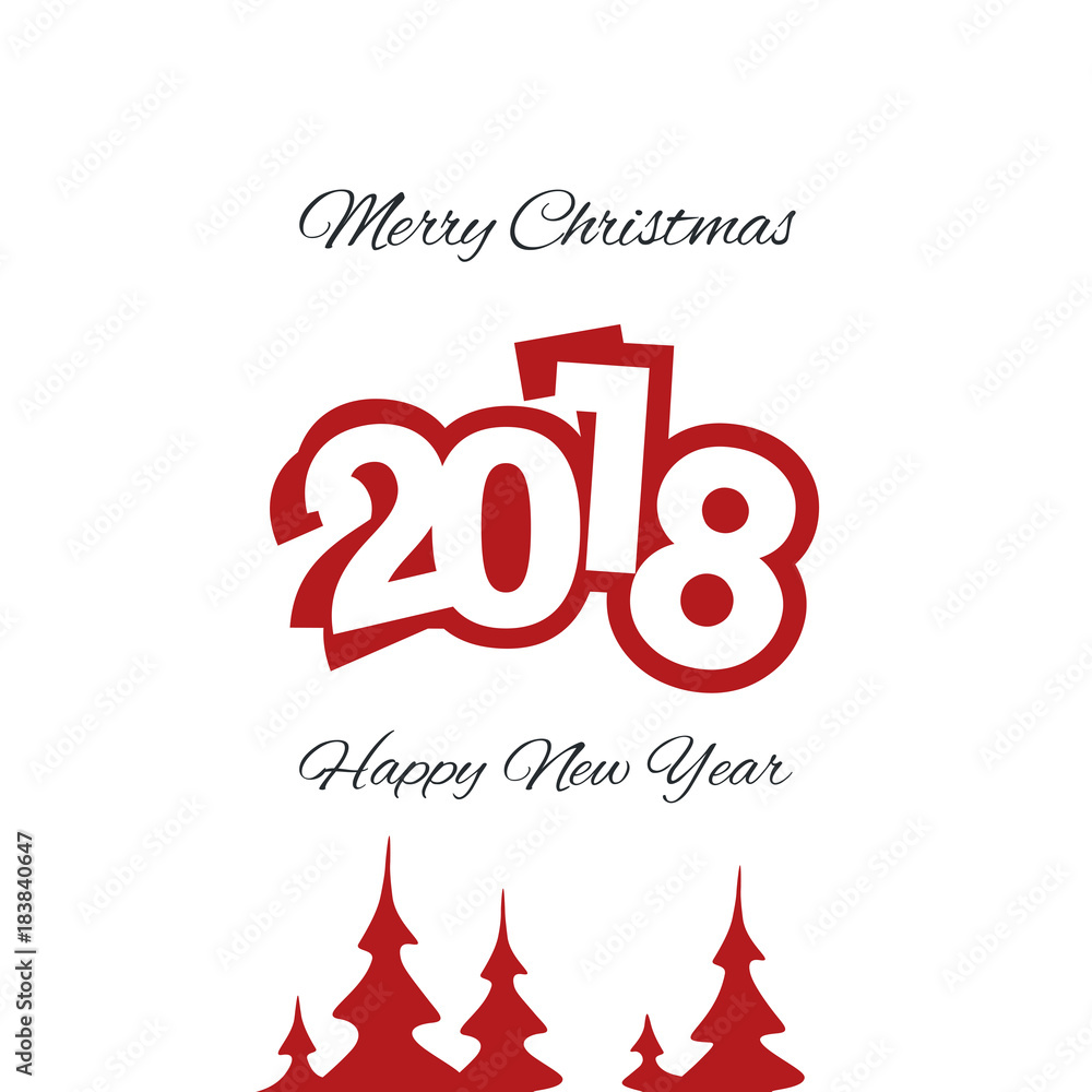 Fototapeta premium Vector 2018 Happy New Year isolated red logo icon