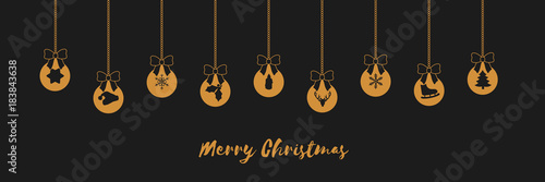 Christbaumkugeln Banner - gold schwarz - Panorama