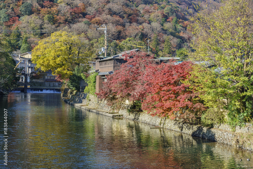Beautiful fall color, river near TogetuKyo Bridge