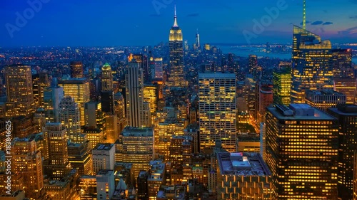 Timelapse aerial sunset in Midtown Manhattan 4K