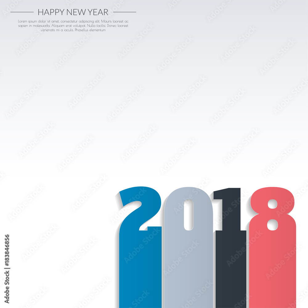 Greeting card design template with Modern Text for 2018 New Year of the Dog. Color number 2018 drawn lettering on colorful background. Vector illustration. Greeting card design template with Modern Text for 2018 New Year of the Dog. Color number 2018 drawn lettering on colorful background. Vector illustration.