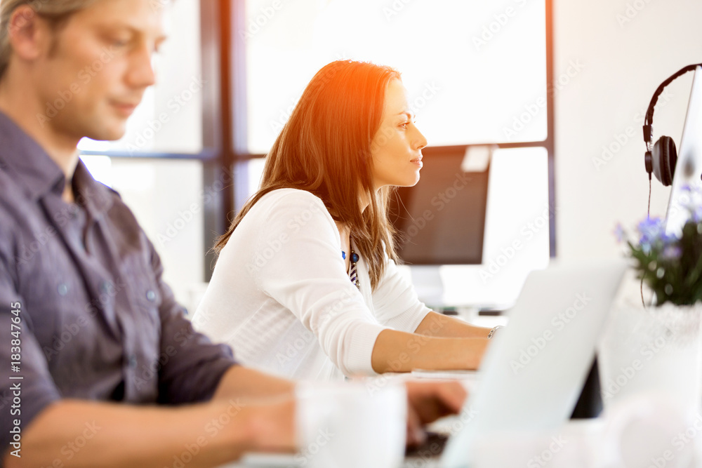 Happy entrepreneur or freelancer in an office or home Happy entrepreneur or freelancer in an office or home