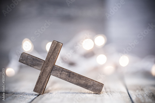 Canvas Print Wooden Chrisian Cross Abstract Background