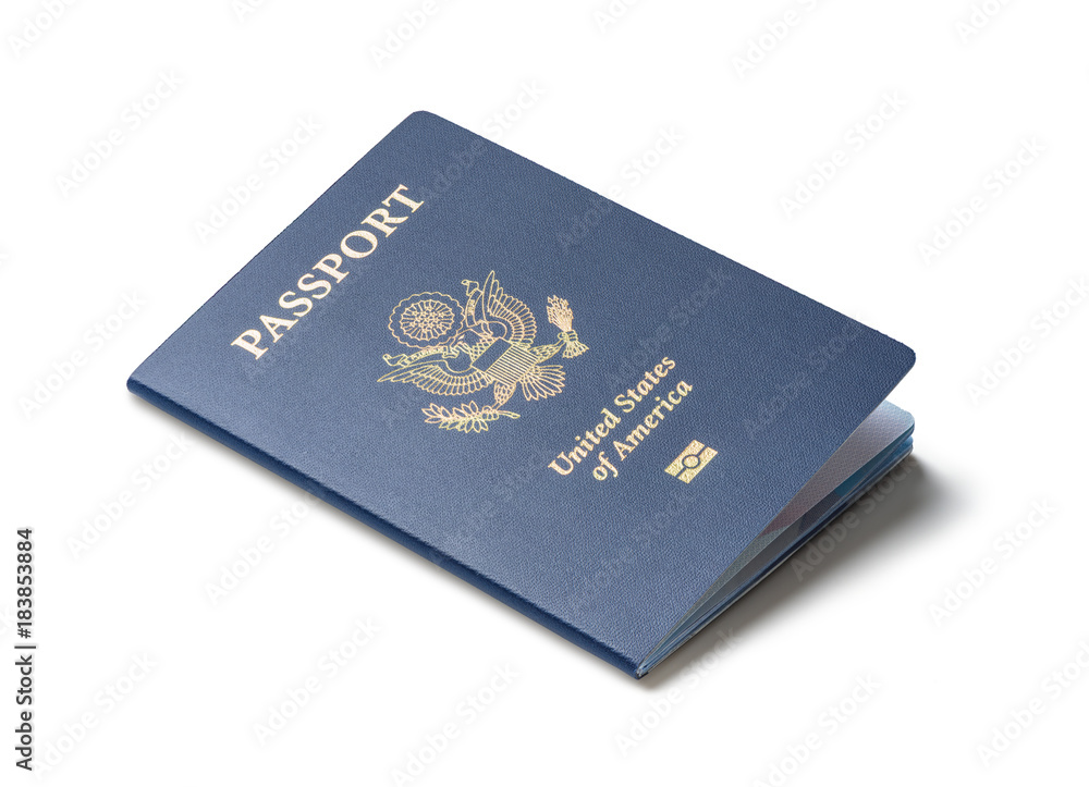 United States of America passport isolated on white background United States of America passport isolated on white background