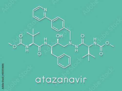 Atazanavir HIV drug (protease inhibitor class) molecule. Skeletal formula. photo