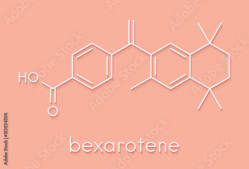 Bexarotene cancer drug molecule. Skeletal formula. photo