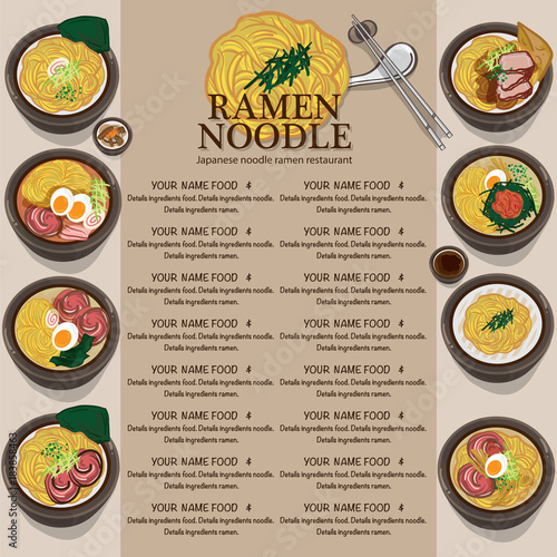 menu ramen noodle japanese food template design