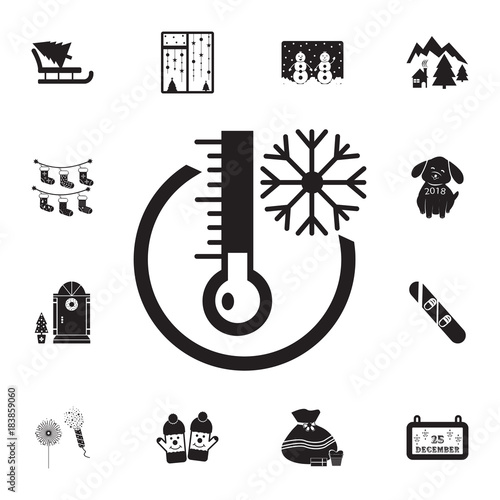 Cold weather thermometer icon. Set of elements Christmas Holiday or New Year icons. Winter time premium quality graphic design collection icons for websites, web design