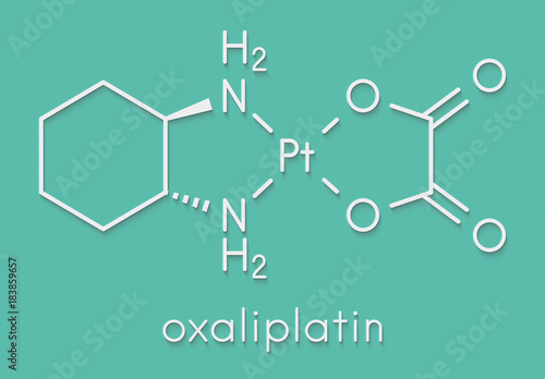 Oxaliplatin cancer chemotherapy drug molecule. Skeletal formula.