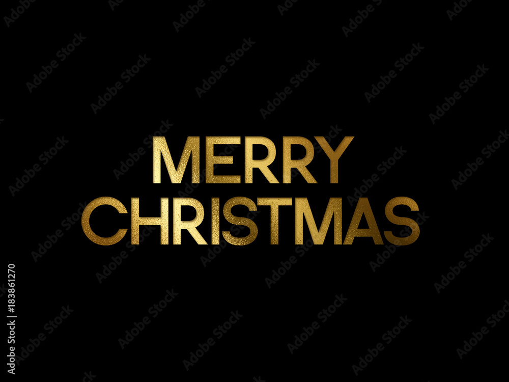 Golden glitter isolated hand writing word MERRY CHRISTMAS