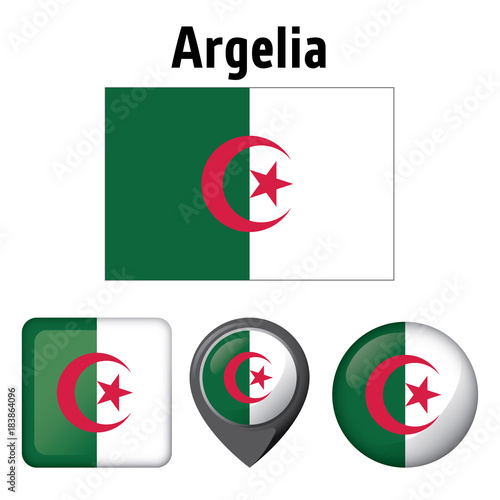 Free Download Icon representing button flag of Algeria. Ideal for catalogs of institutional materials and geography
 - GFXLoad