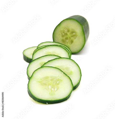 Sliced Cucumber Isolated on White Background