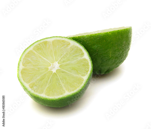 Fresh ripe lime isolated on white background