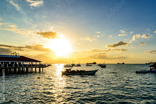 Sunset of Stone Town in Zanzibar, Tanzania. Zanzibar is a semi-autonomous region of Tanzania in East Africa.