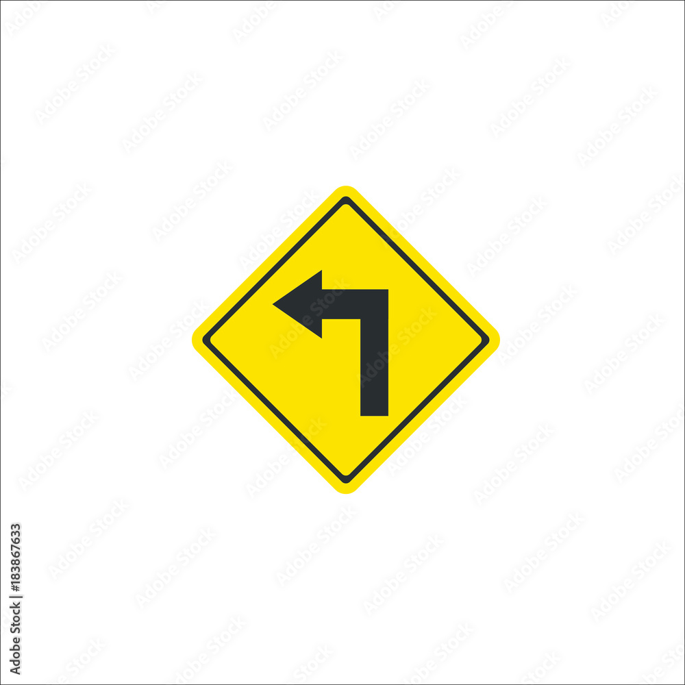 Road sign. Left arrow icon. Vector Illustration Road sign. Left arrow icon. Vector Illustration