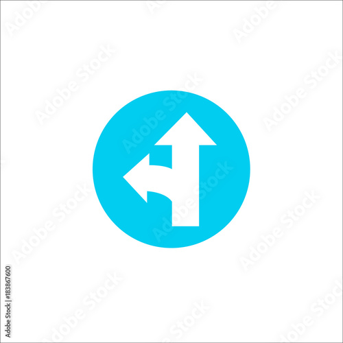 Road sign. Left and straight arrow