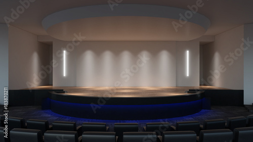 Stage mock up 3d rendering. empty wall screen template photo