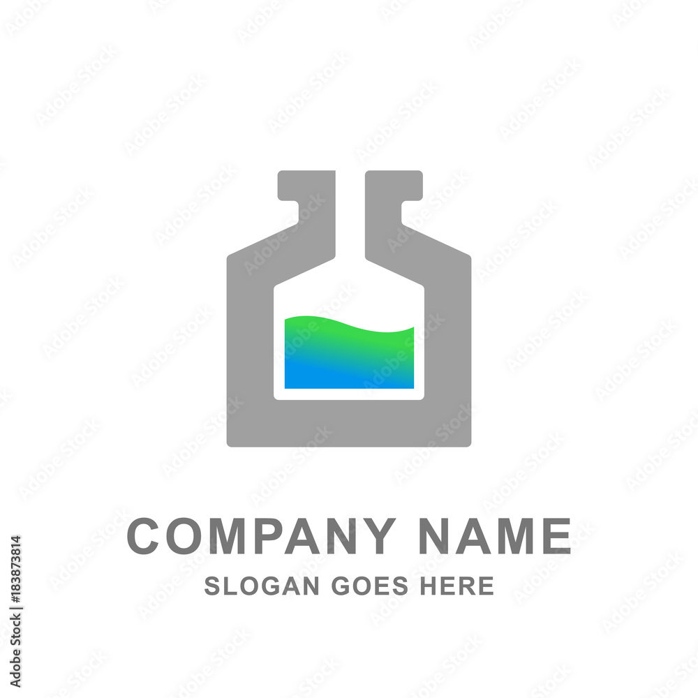Obraz premium Science Research Bottle Logo Vector