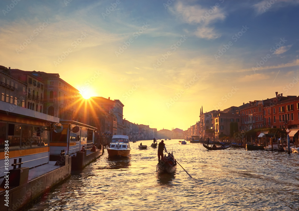 Fototapeta Zmierzchu widok kanał grande w Wenecja