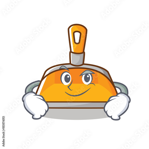 Smirking dustpan character cartoon style