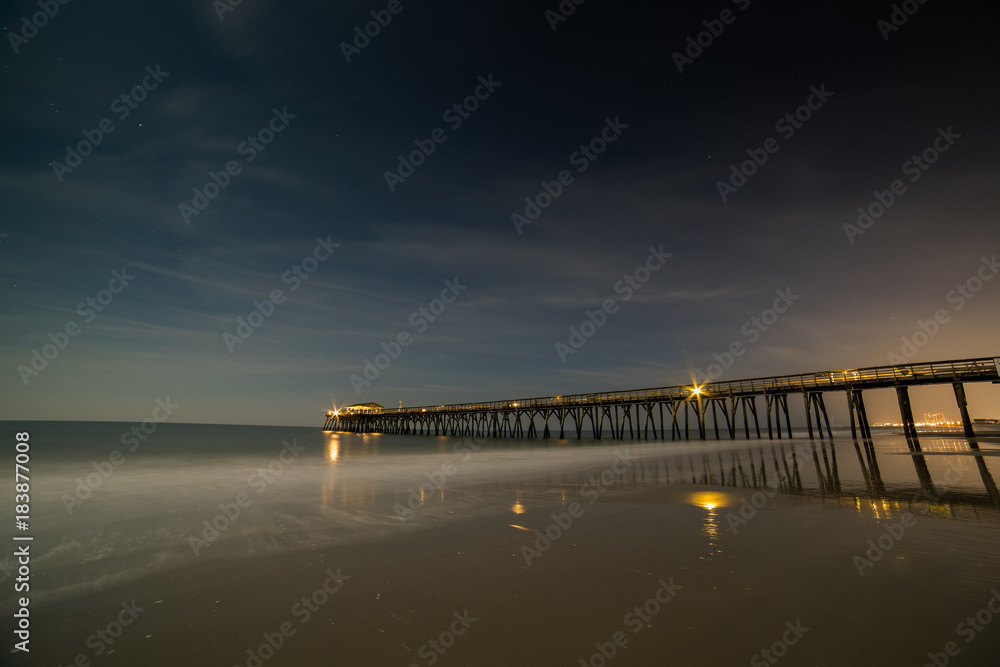 Long exposure of a pier on Myrtle Beach