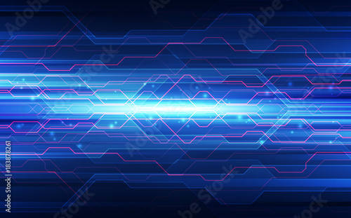 Abstract technology background circuit board and html code,3D illustration blue technology background vector.