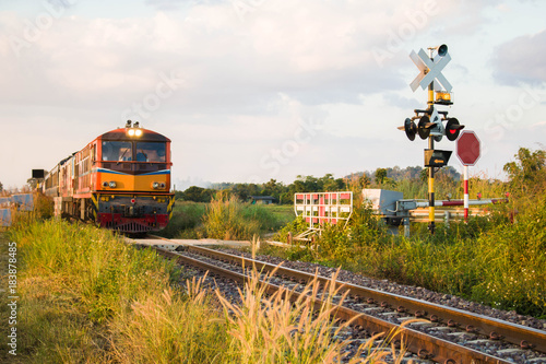 train and Railroad with vintage toning