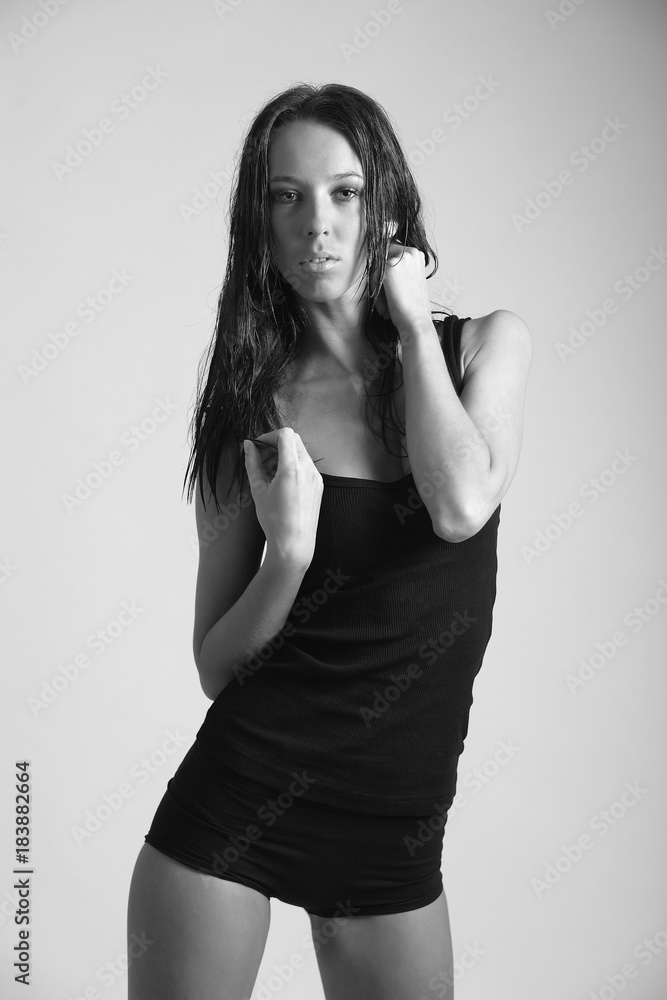 young fashionable girl posing in clothes young fashionable girl posing in clothes