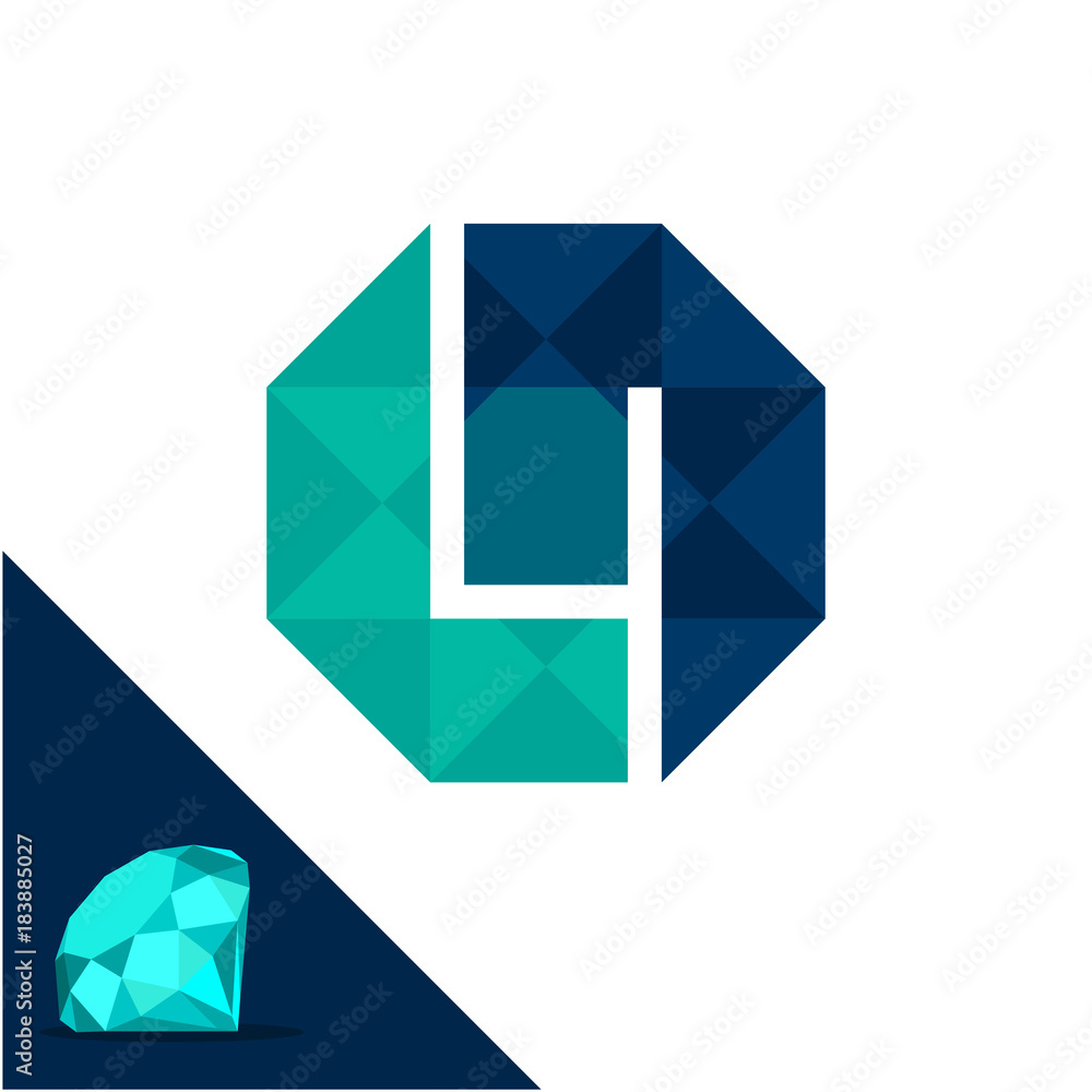 Icon logo with a diamond / polygonal concept with combination of initials letter L & N Icon logo with a diamond / polygonal concept with combination of initials letter L & N