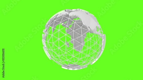 3d globe rotation 360 degrees on green screen