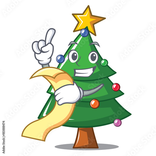 With menu Christmas tree character cartoon