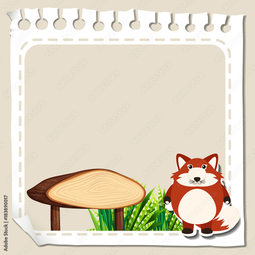 Paper template with red fox Paper template with red fox