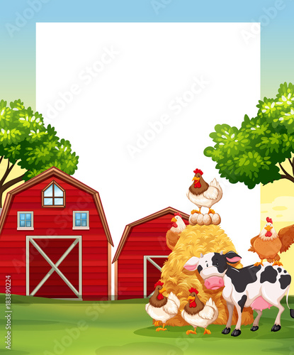 Border template with animals in the farm