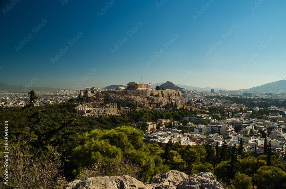 acropolis parthenon caryatids landscape athesn greece morning