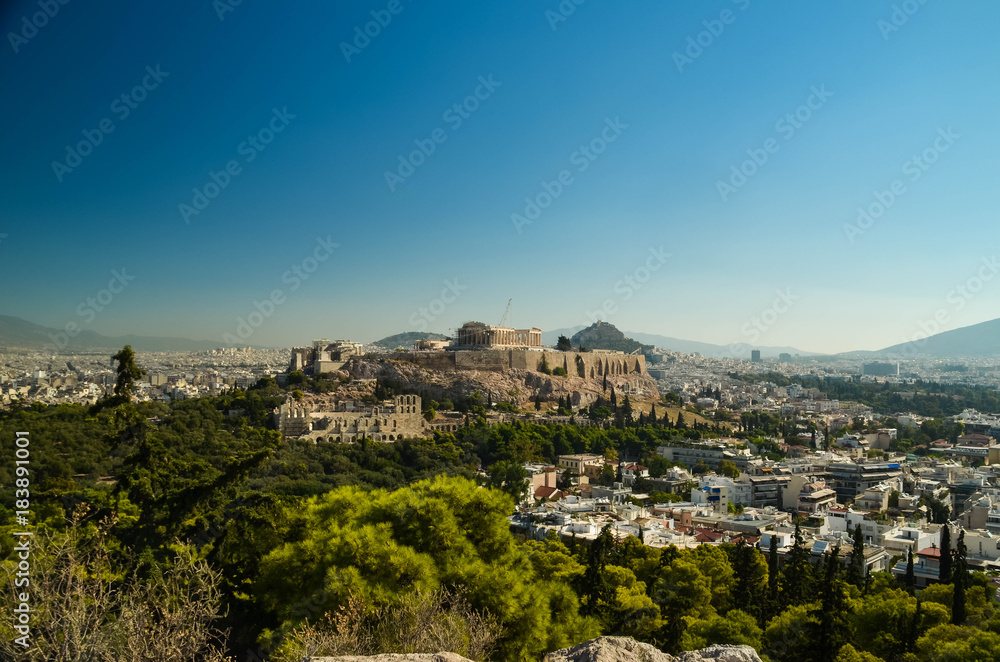 acropolis parthenon caryatids landscape athesn greece morning