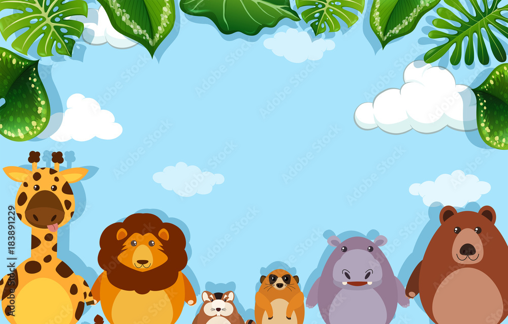 Fototapeta premium Background template with wild animals