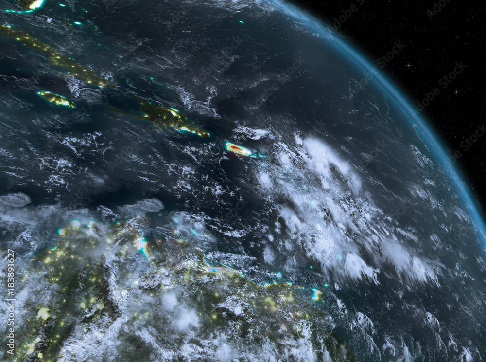 Puerto Rico at night from orbit