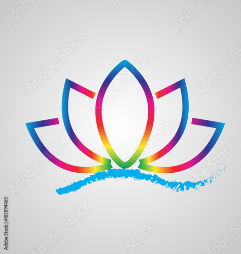Lotus flower on water icon logo design background