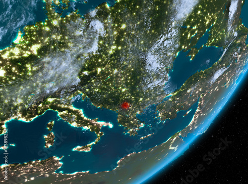 Orbit view of Kosovo at night