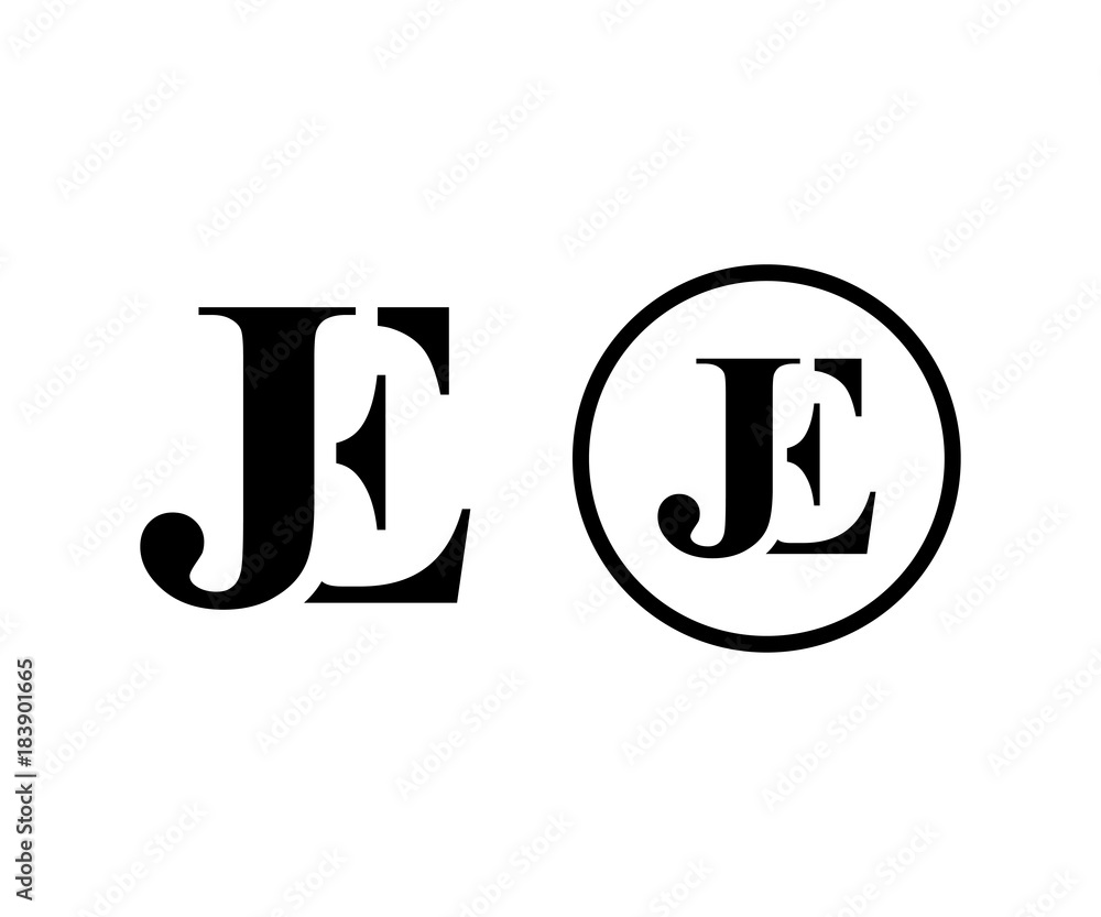 Initial Letter JE Monogram Circle Modern Logo Symbol Initial Letter JE Monogram Circle Modern Logo Symbol